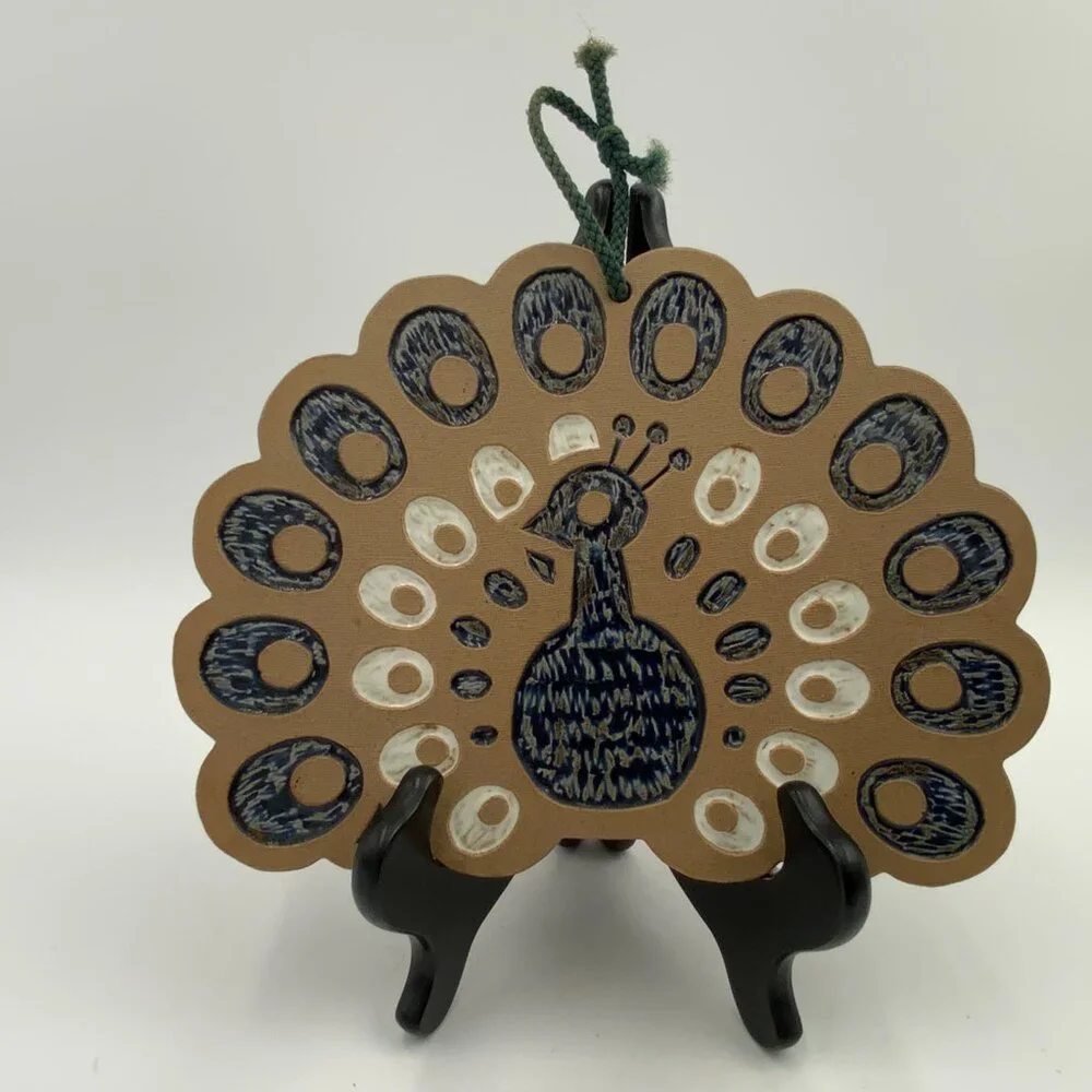 Pier 1 Imports Made in Japan Art Pottery Peacock Wall Hanging